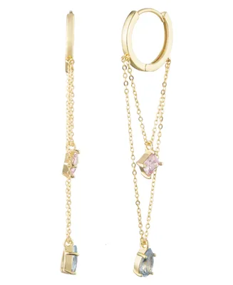 Bonheur Jewelry Vivienne Small Hoop Pink Topaz Crystal Earrings