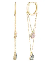 Bonheur Jewelry Vivienne Small Hoop Pink Topaz Crystal Earrings