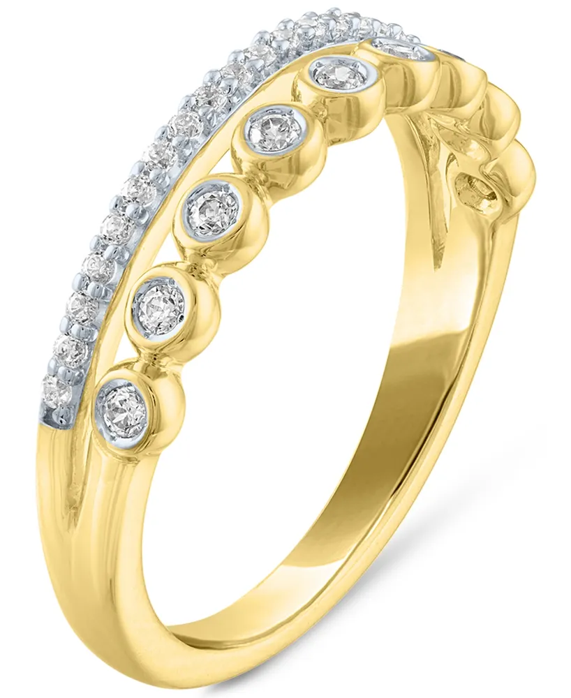 Forever Grown Diamonds Lab-Created Diamond Bezel Stack Look Ring (1/4 ct. t.w.) in 14k Gold-Plated Sterling Silver - Gold