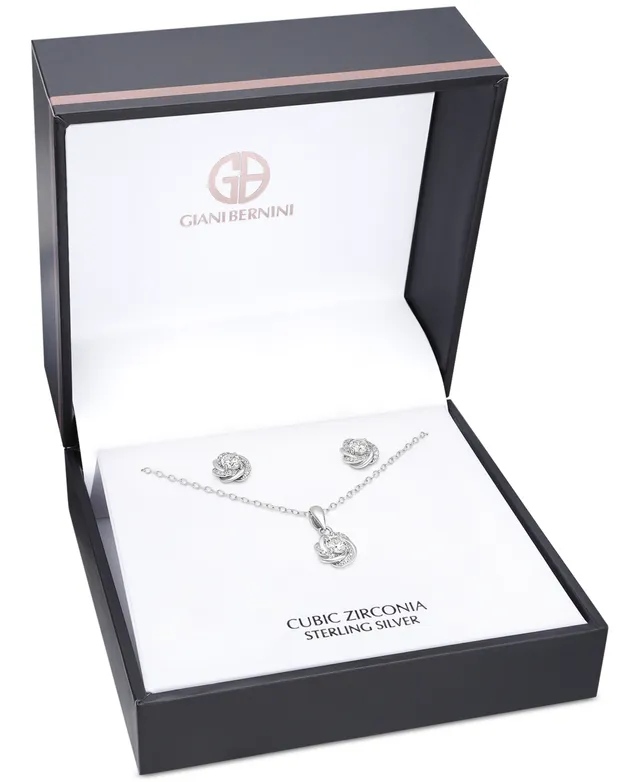 Giani Bernini 2-pc. Set Cubic Zirconia Starflower Pendant Necklace