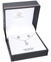 Giani Bernini 2-Pc. Set Cubic Zirconia Love Knot Pendant Necklace & Matching Stud Earrings in Sterling Silver, Created for Macy's