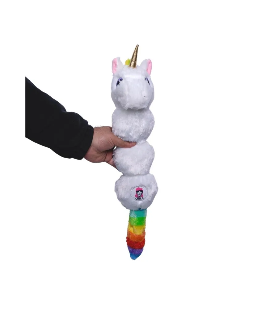 Rainbow Unicorn Skinny Plush Dog Toy with squeakers