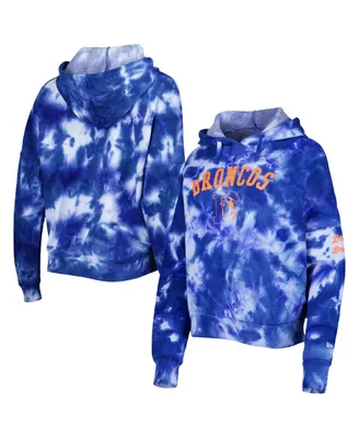 Women's New Era Royal Denver Broncos Cloud Dye Fleece Pullover Hoodie