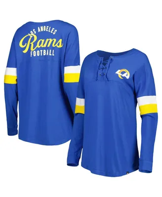 Women's New Era Royal Los Angeles Rams Athletic Varsity Lace-Up Long Sleeve T-shirt