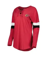 Women's New Era Cardinal Arizona Cardinals Athletic Varsity Lace-Up Long Sleeve T-shirt