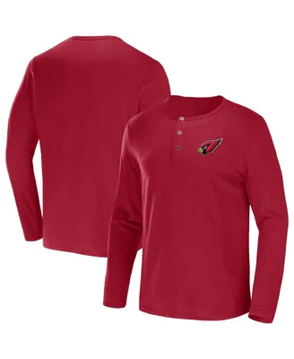 Men's Nfl x Darius Rucker Collection by Fanatics Cardinal Arizona Cardinals Slub Jersey Henley Long Sleeve T-shirt