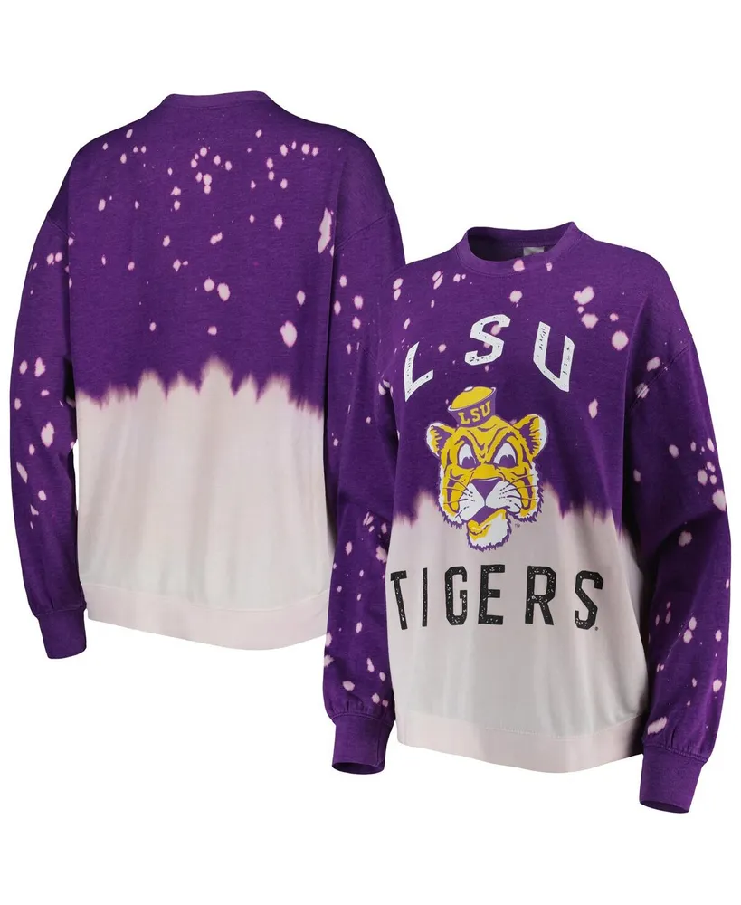 Women's Gameday Couture Purple Lsu Tigers Twice As Nice Faded Dip-Dye Pullover Sweatshirt