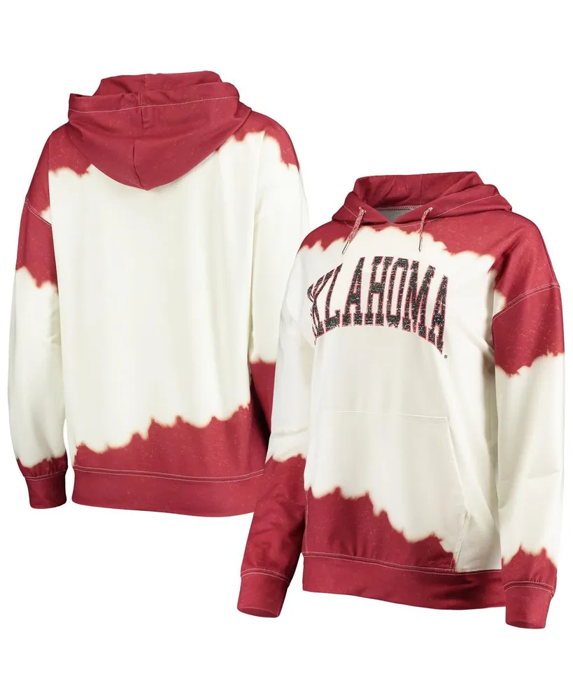 Women's Gameday Couture White, Crimson Oklahoma Sooners For the Fun Double Dip-Dyed Pullover Hoodie