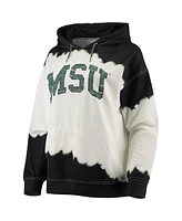 Women's Gameday Couture White, Black Michigan State Spartans For the Fun Double Dip-Dyed Pullover Hoodie
