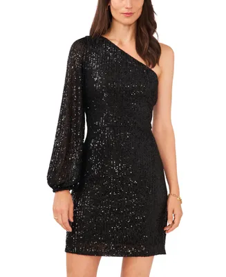 1.state Women's Sequin One Sleeve Mini Dress