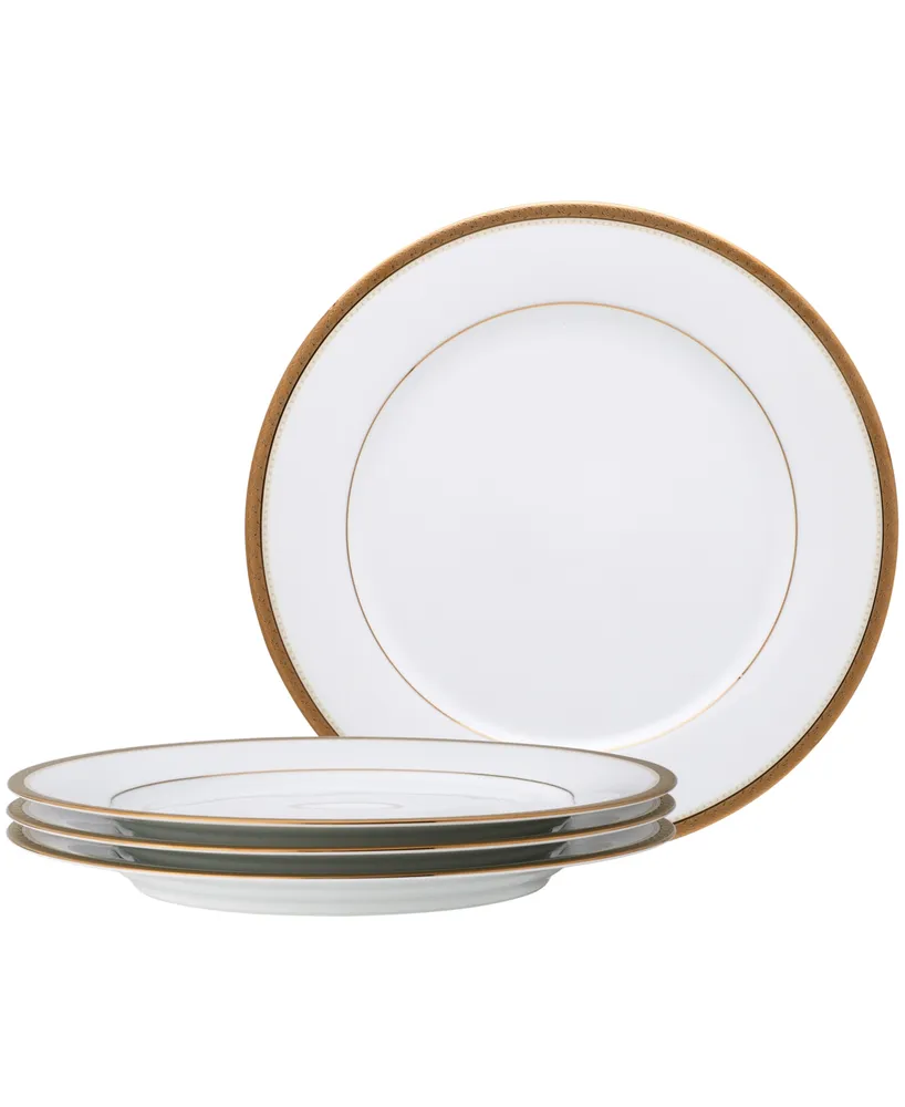 Noritake Charlotta Gold Set of 4 Dinner Plates, Service For 4 - White and Gold