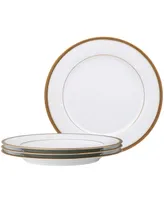 Noritake Charlotta Gold Set of 4 Dinner Plates, Service For 4 - White and Gold
