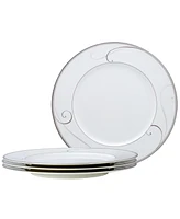 Noritake Platinum Wave Set of 4 Dinner Plates, Service For 4