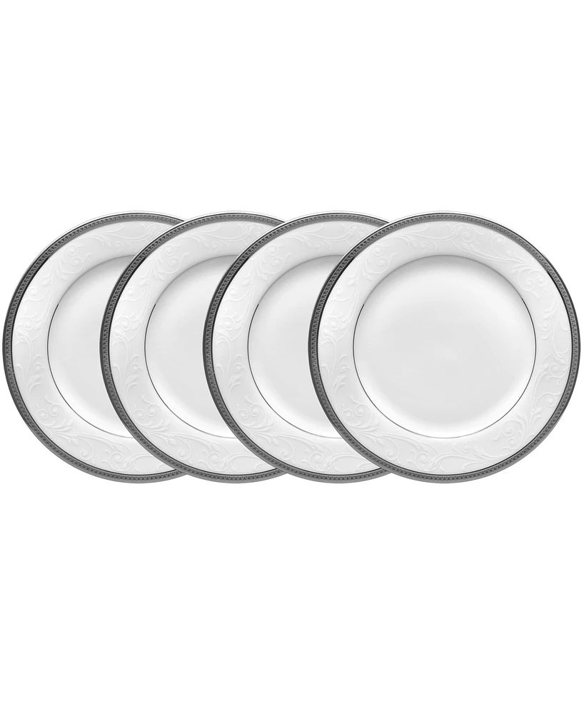 Noritake Regina Platinum Set of 4 Bread Butter and Appetizer Plates, Service For 4