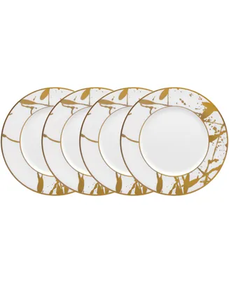 Noritake Raptures Gold Set of 4 Bread Butter and Appetizer Plates, Service For 4 - White Gold