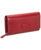 Mancini Women's Croco Collection Rfid Secure Clutch Wallet