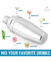 Zulay Kitchen Cocktail Shaker with Built-in Strainer For Bartending & Homebars (24oz) - Silver