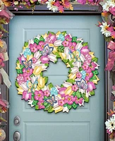 Designocracy Flowers Wreath Decorative Holiday Door Decor