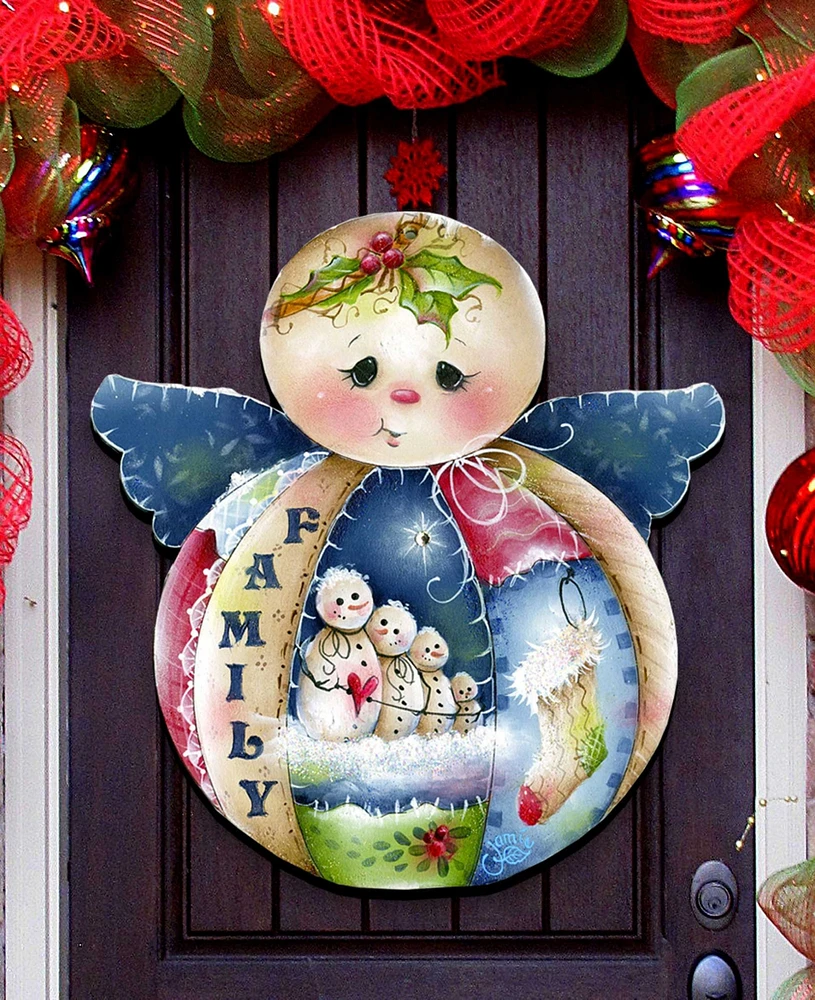 Designocracy Family Snowman Christmas Holiday Door Decor