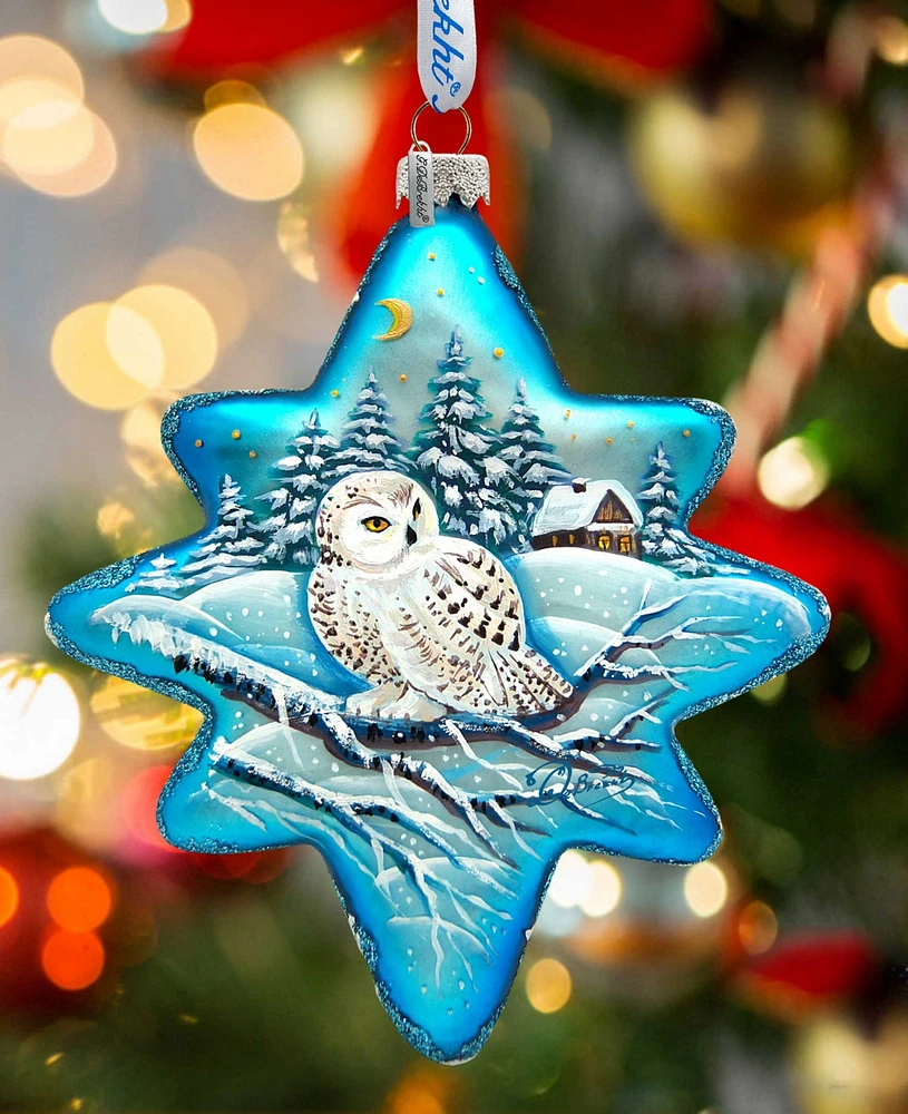 G.DeBrekht White Owl North Star Holiday Ornament