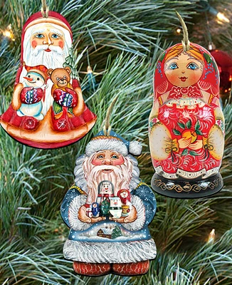 Designocracy Nesting Matreshka Holiday Ornaments, Set of 3