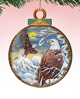 Designocracy Eagles Ball Wooden Ornaments, Set of 2