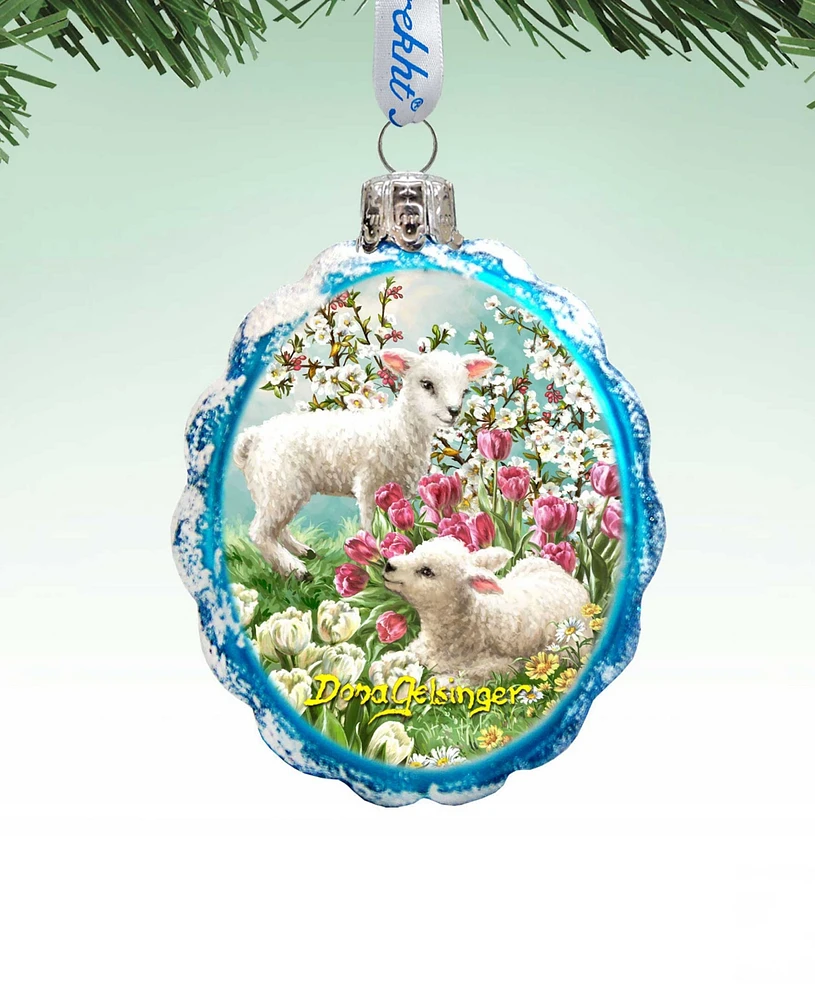 Designocracy Holiday Lambs Mercury Holiday Ornament