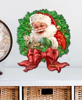 Designocracy Santa Bow Wreath Christmas Holiday Outdoor Decor Large Ornament