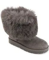 Journee Collection Women's Shanay Lug Sole Faux Fur Cold Weather Boots
