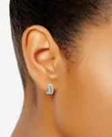 Giani Bernini Cubic Zirconia Lattice Small Huggie Hoop Earrings, 0.51", Created for Macy's