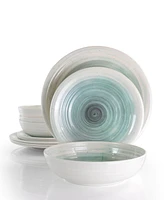 Elama Glossy Irene 12 Piece Lightweight Melamine Dinnerware Set, Service for 4