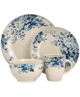 Elama Floral Violet 16 Piece Dinnerware Set, Service for 4