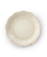 Elama Sophie Embossed Scalloped 16 Piece Stoneware Dinnerware Set, Service for 4