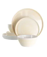 Elama Cold Cream 12 Piece Lightweight Melamine Dinnerware Set, Service for 4