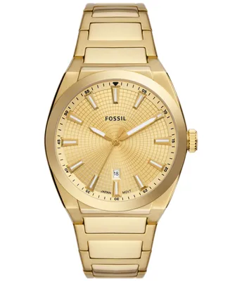 Fossil Men's Everett Three-Hand Date Gold-Tone Stainless Steel Bracelet Watch, 42mm - Gold