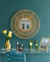 Decorative Woven Paper Rope Round Shape Modern Hanging Wall Mirror