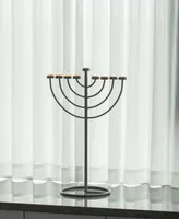 Modern 9 Branch Lighting Thin Pipe Hanukkah Menorah, Small - Silver