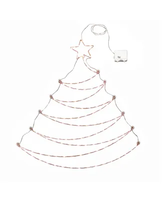 National Tree Company 37" Pre-Lit Hanging Metal Wire Tree Decoration - Silver