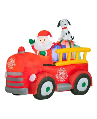 National Tree Company 6' Inflatable Santa in Vintage-Like Fire truck