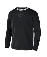 Men's Nfl X Staple Black Las Vegas Raiders Embroidered Fundementals Globe Pullover Crew Sweatshirt