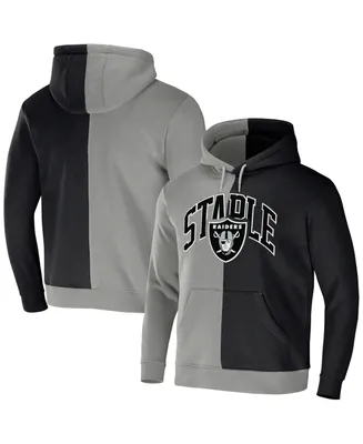 Men's Nfl X Staple Gray, Black Las Vegas Raiders Split Logo Pullover Hoodie