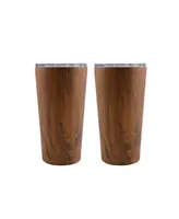 Cambridge Wood Decal Insulated Highballs, Set of 4