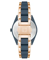 Anne Klein Women's Three-Hand Quartz Rose Gold-Tone and Solar Oceanwork Plastic Bracelet Watch