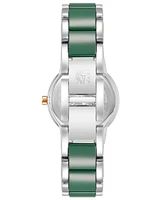 Anne Klein Women's Three-Hand Quartz Silver-Tone Alloy with Green Ceramic Bracelet Watch, 32mm