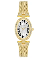 Anne Klein Women's Three-Hand Quartz Gold-Tone Stainless Steel Woven Mesh Bracelet Watch, 22mm - Gold