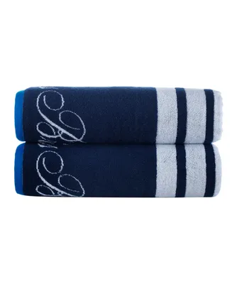 Brooks Brothers Nautical Blanket Stripe 2 Piece Turkish Cotton Bath Sheet Set