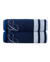 Brooks Brothers Nautical Blanket Stripe 2 Piece Turkish Cotton Bath Sheet Set
