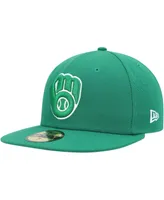 Men's New Era Kelly Green Milwaukee Brewers Logo White 59FIFTY Fitted Hat