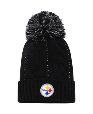 Women's '47 Black Pittsburgh Steelers Bauble Cuffed Knit Hat with Pom