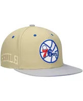 Men's Mitchell & Ness x Lids Tan Philadelphia 76ers Classic Canvas Snapback Hat